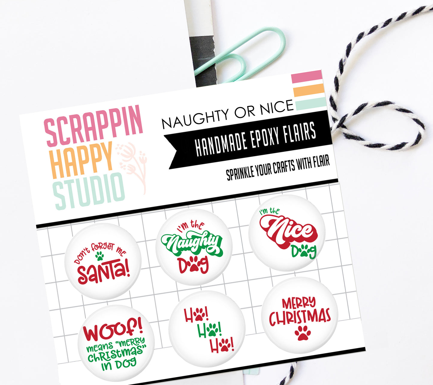 Naughty Or Nice Dogs Epoxy Flair