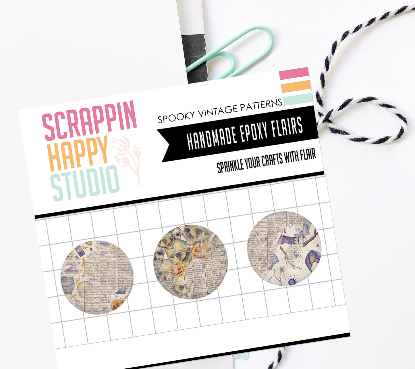 Spooky Vintage Pattern Epoxy Flair
