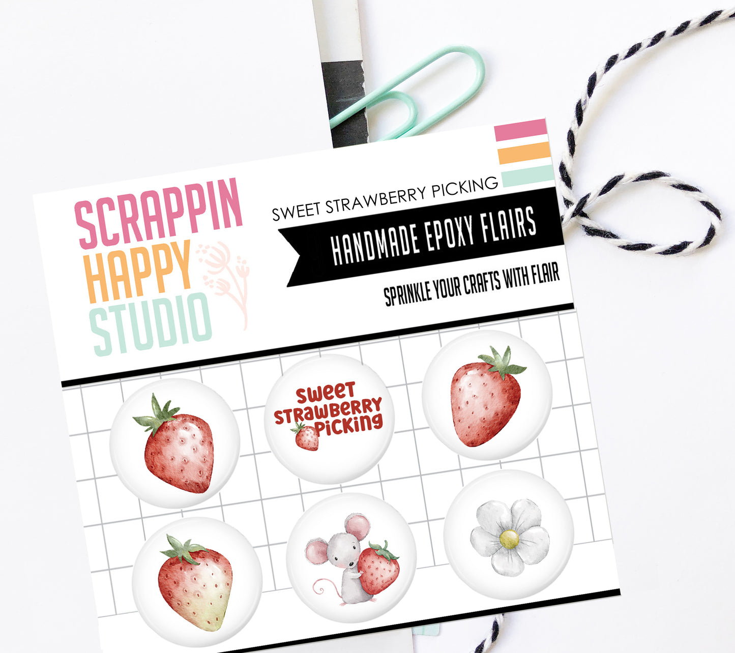 Sweet Strawberry Picking Epoxy Flair