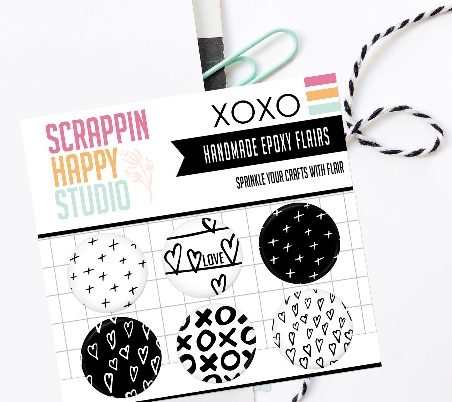 XoXo Black And White Epoxy Flair