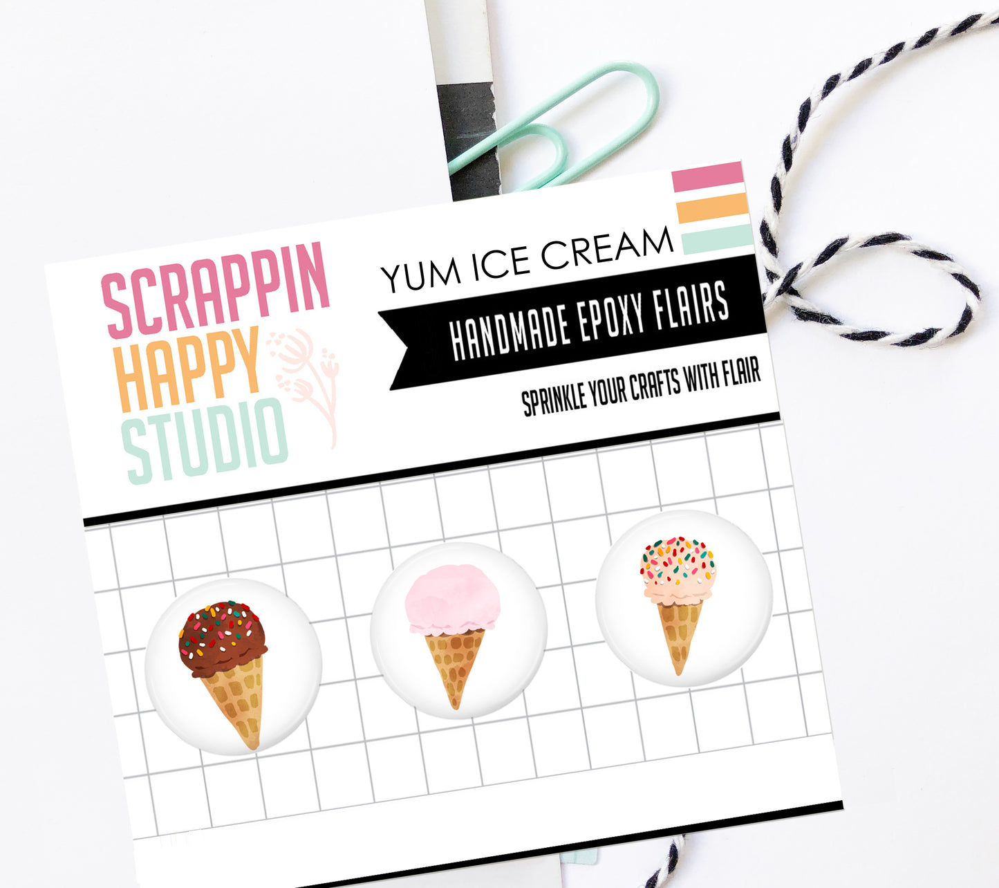 Yum Ice Cream Epoxy Flair