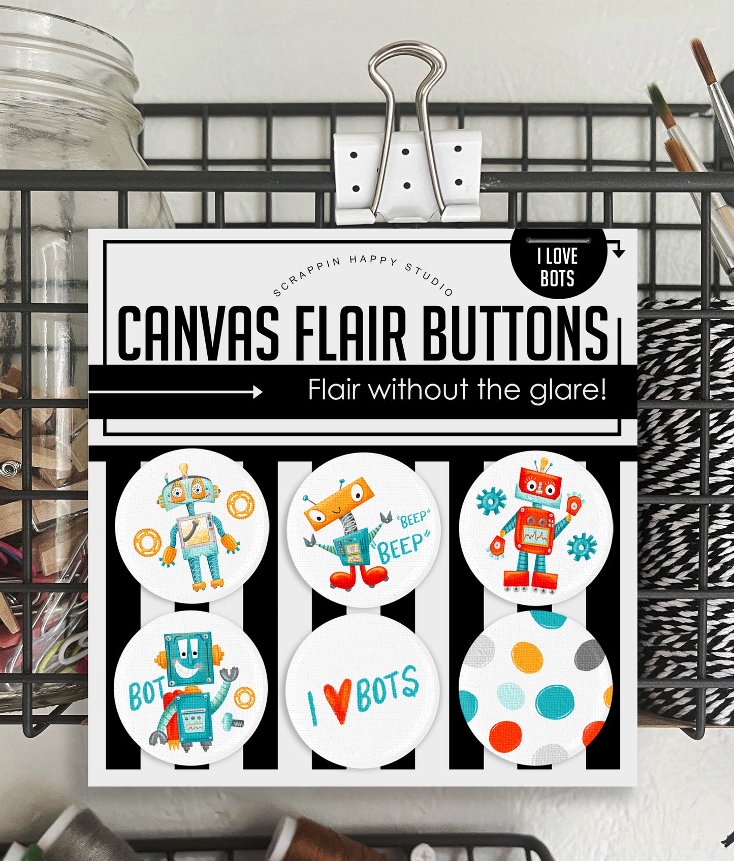 I Love Bots Canvas Flair