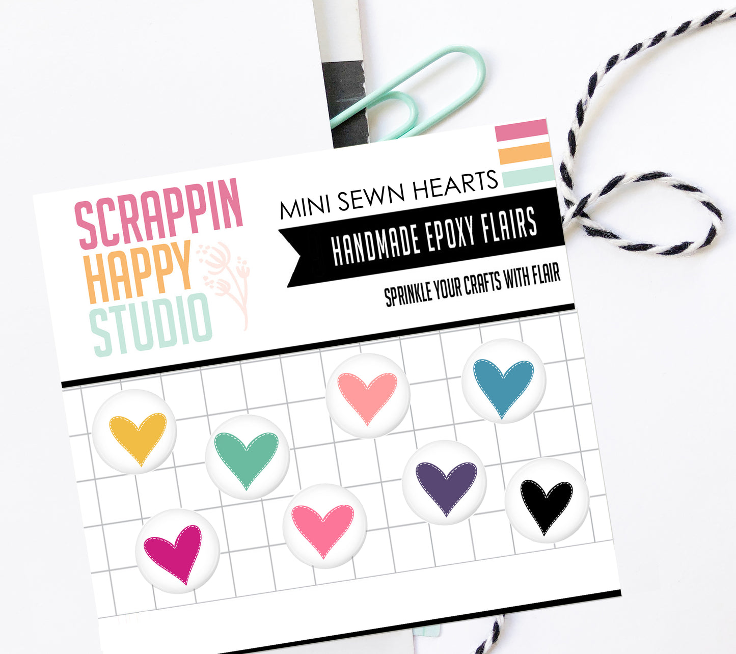 Mini Sewn Hearts Epoxy Flair