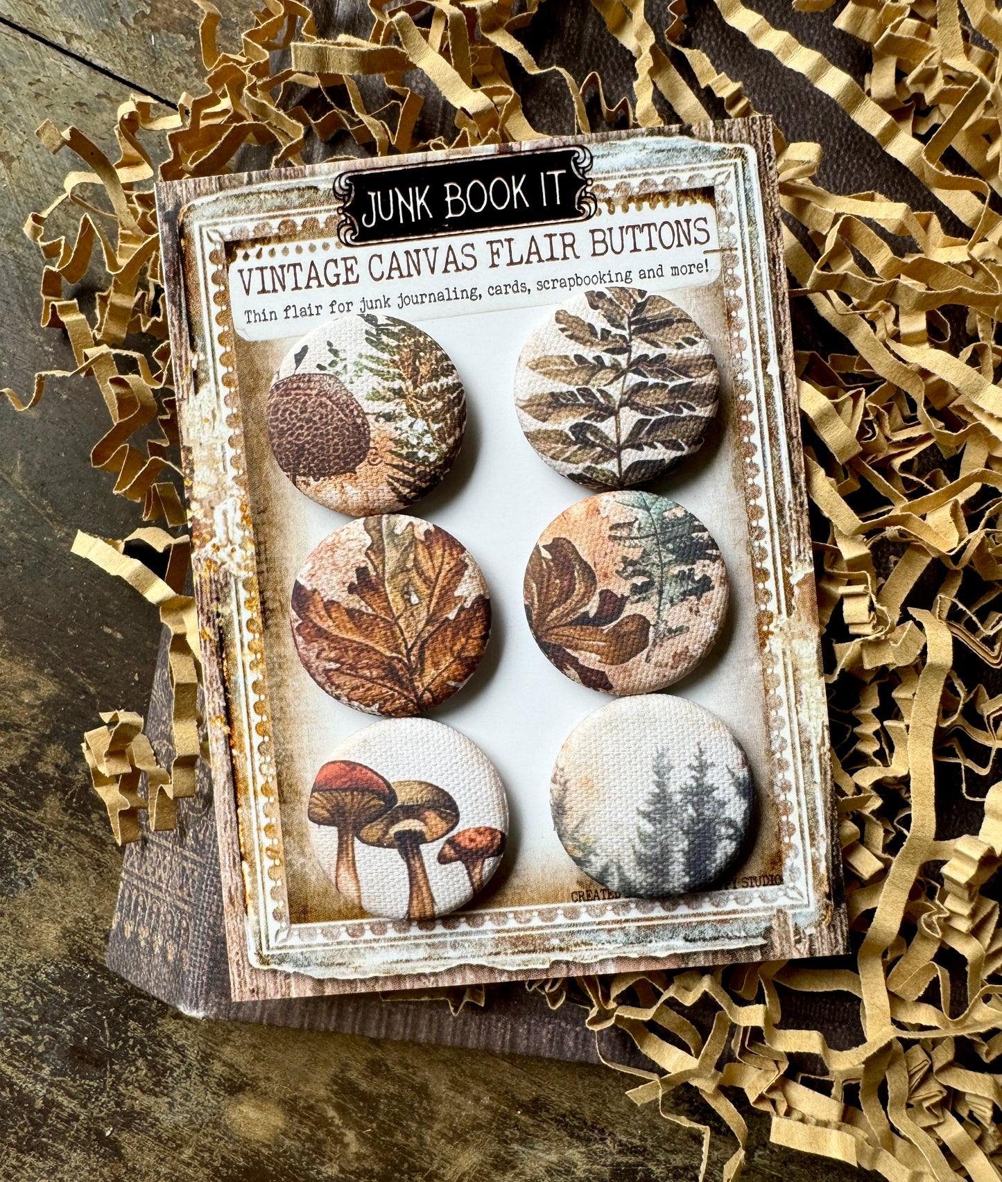 Vintage Forest Walk Canvas Flair Buttons