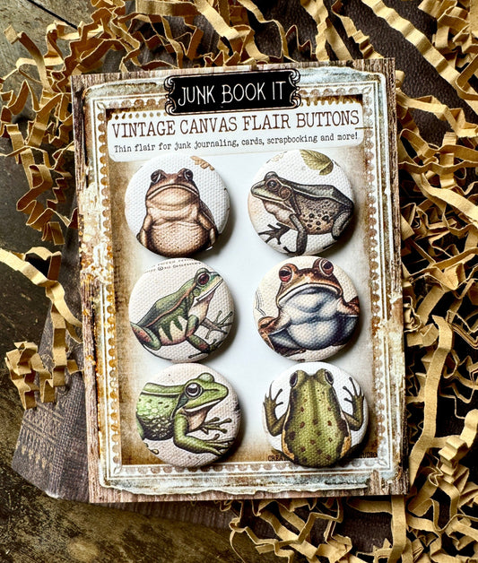 Vintage Frogs Canvas Flair Buttons