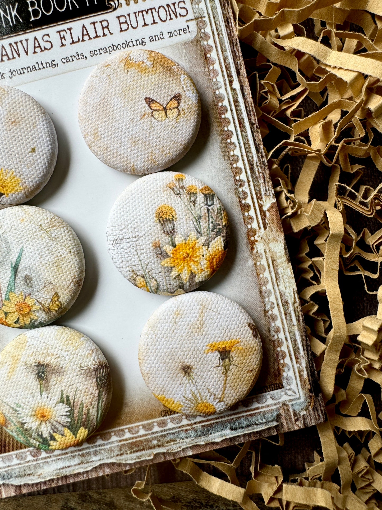 Vintage Golden Spring Canvas Flair Buttons