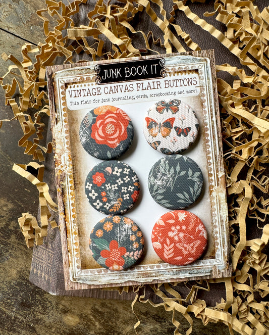 Vintage Fallish Florals Canvas Flair Buttons