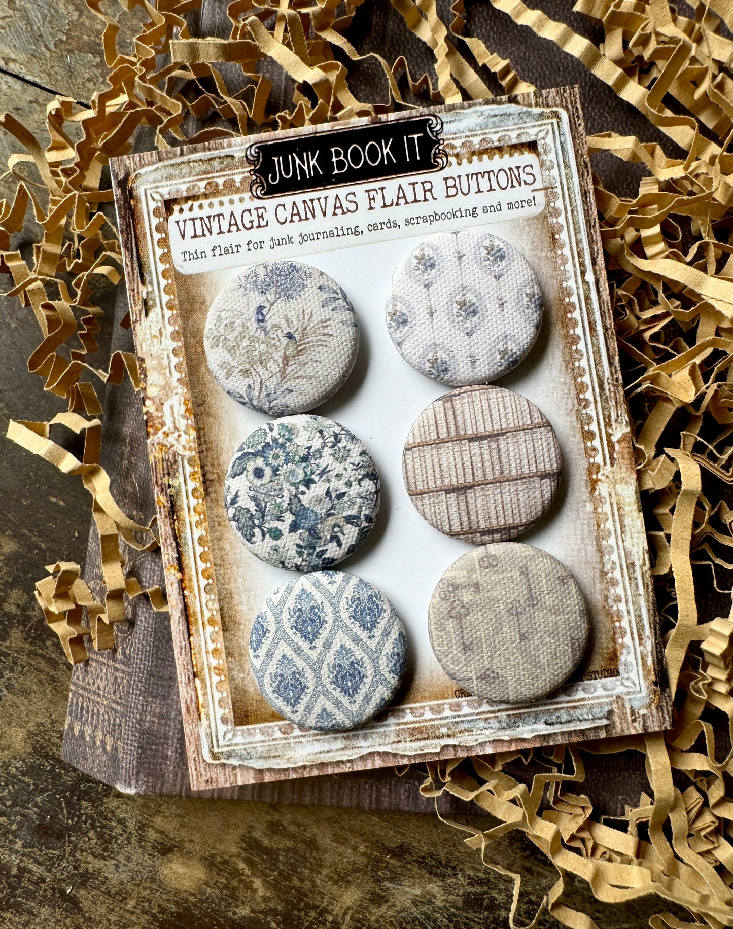 Vintage Quiet Library Canvas Flair Buttons