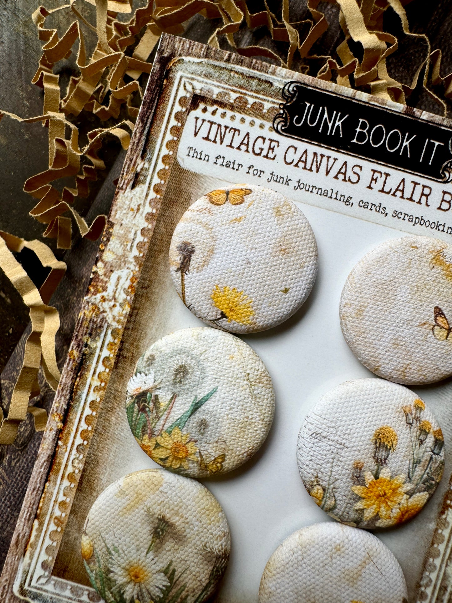 Vintage Golden Spring Canvas Flair Buttons