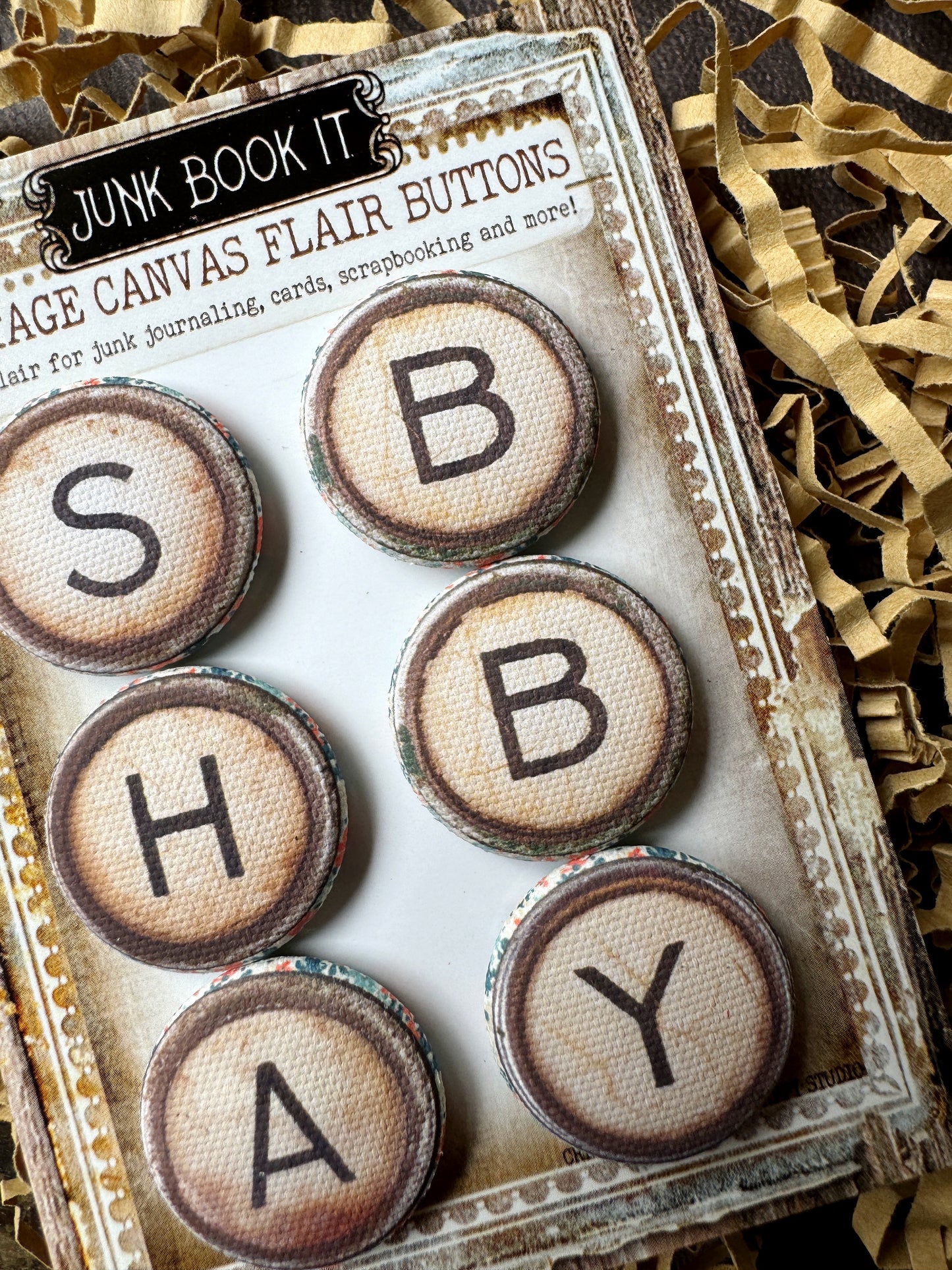 Shabby Canvas Flair Buttons