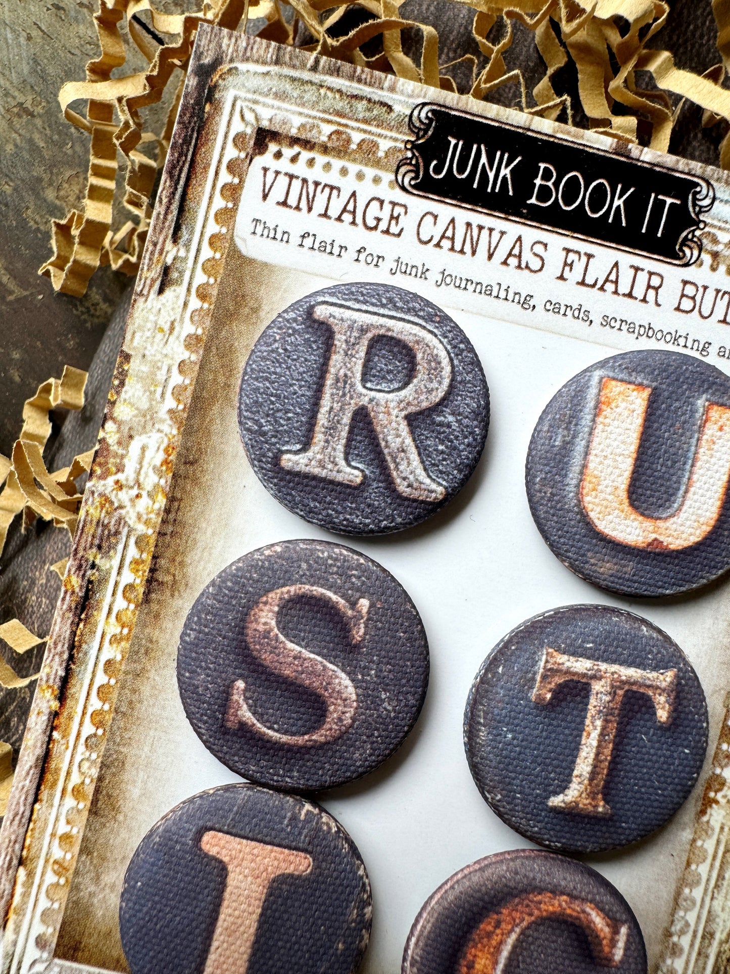 Rustic Canvas Flair Buttons