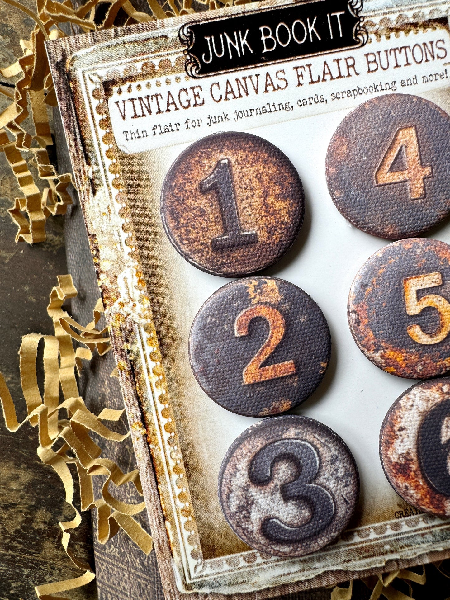 Rustic Number Canvas Flair Buttons