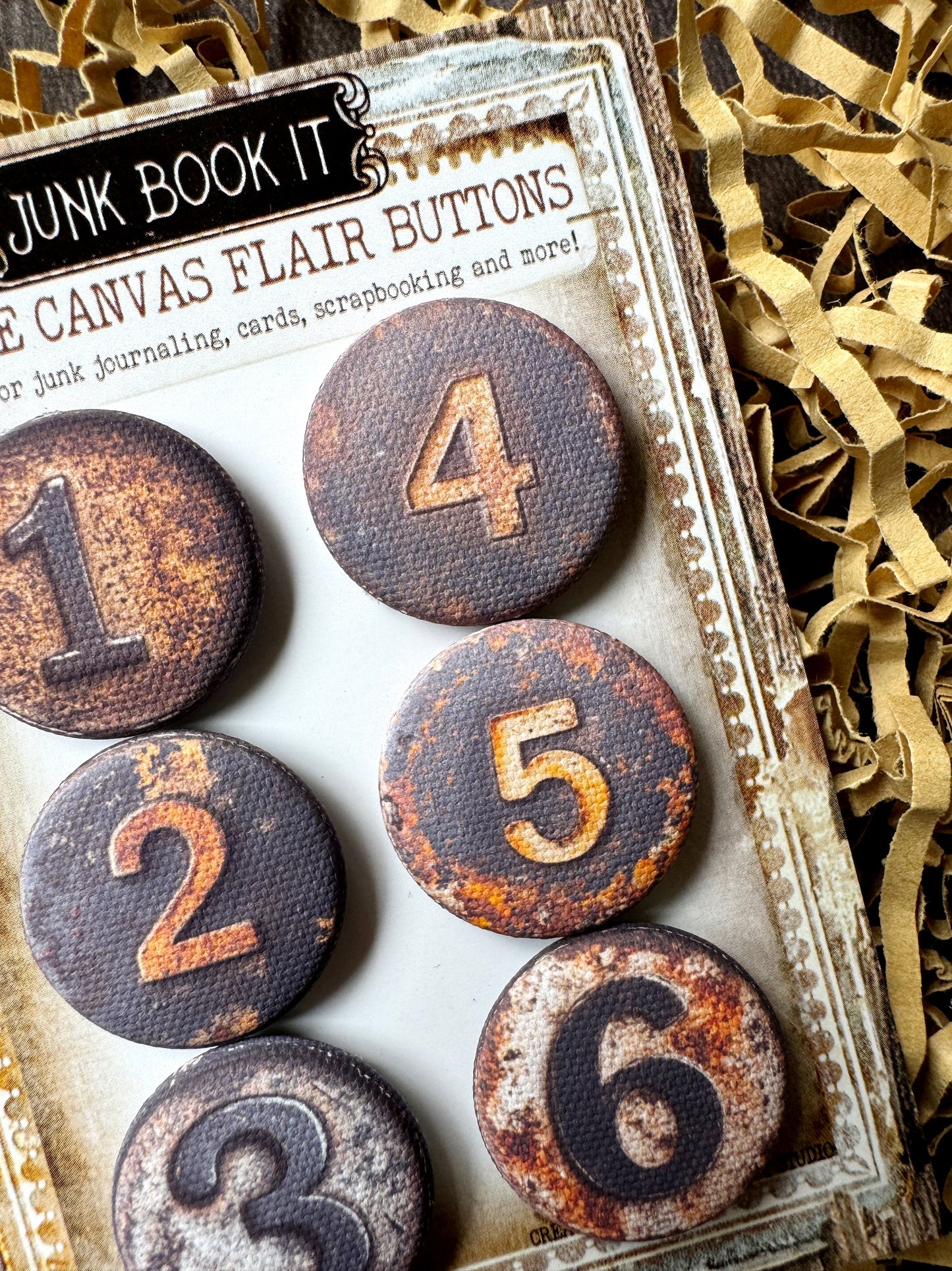 Rustic Number Canvas Flair Buttons