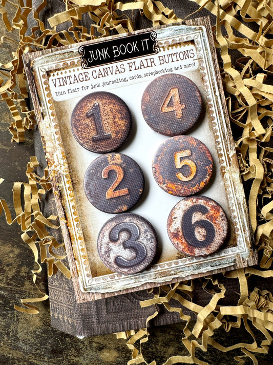 Rustic Number Canvas Flair Buttons