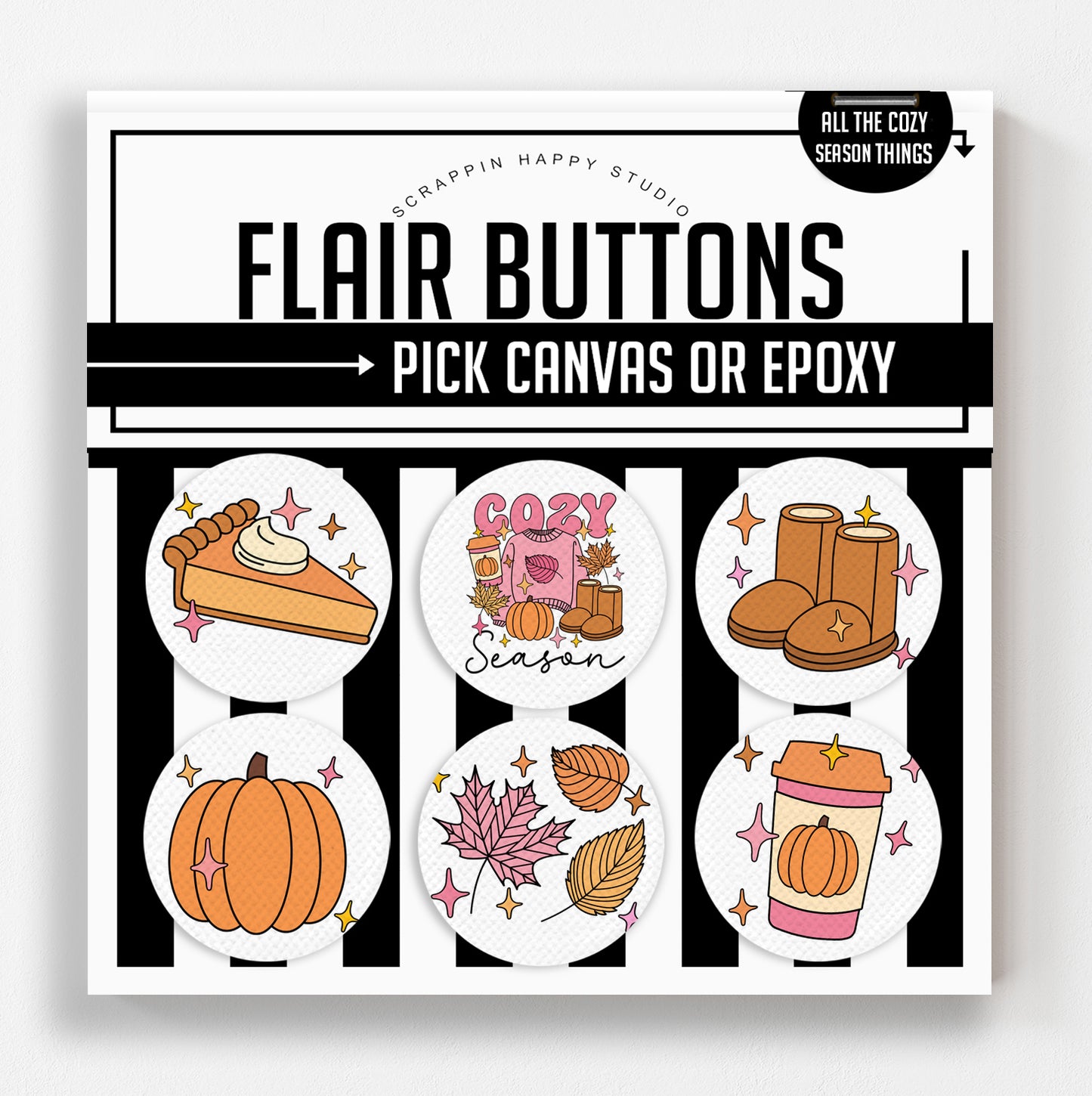 All The Cozy Season Things Flair Buttons