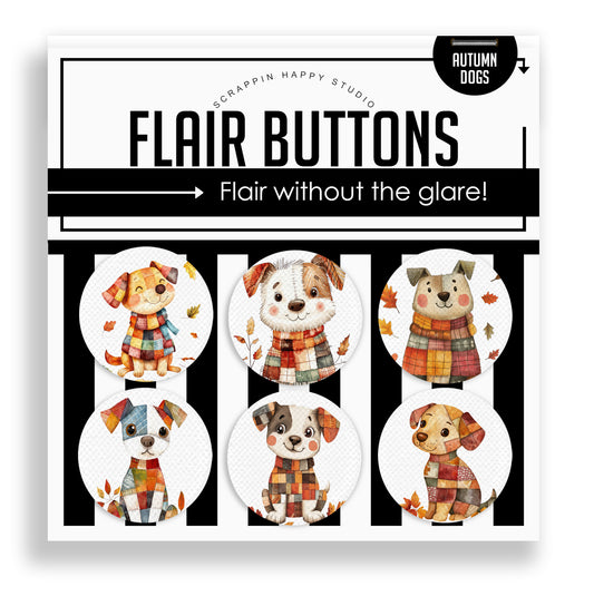 Autumn Dogs Canvas Flair Buttons
