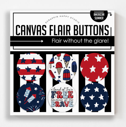 American Summer Canvas Flair Buttons