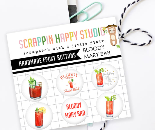 Bloody Mary Drinks Epoxy Flair Buttons