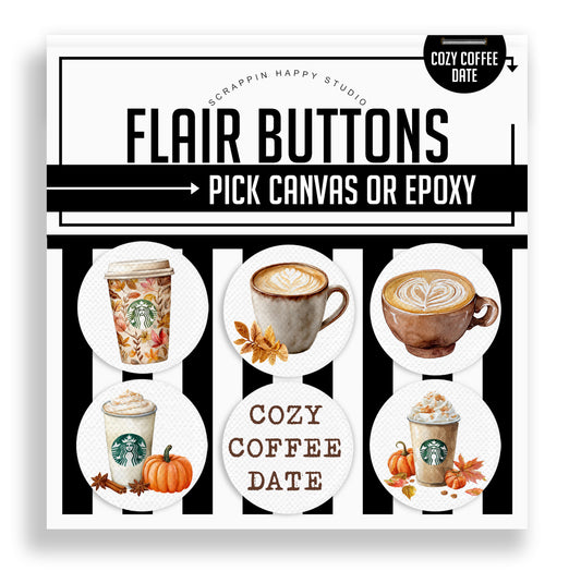 Cozy Coffee Date Flair Buttons