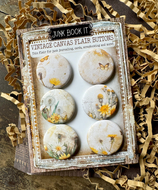 Vintage Golden Spring Canvas Flair Buttons