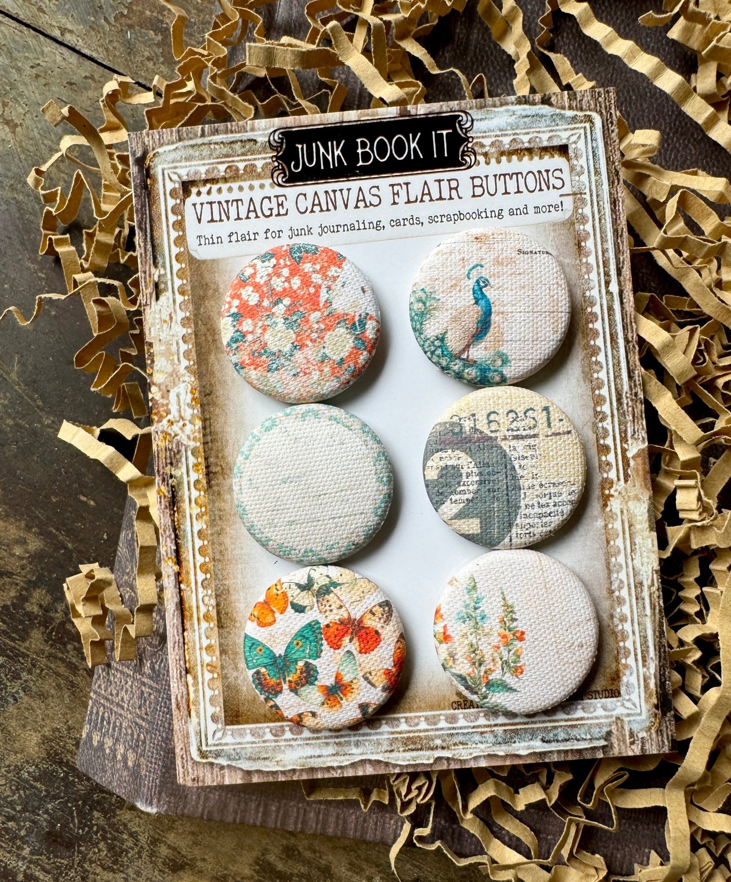 Vintage Floral Mixup Canvas Flair Buttons