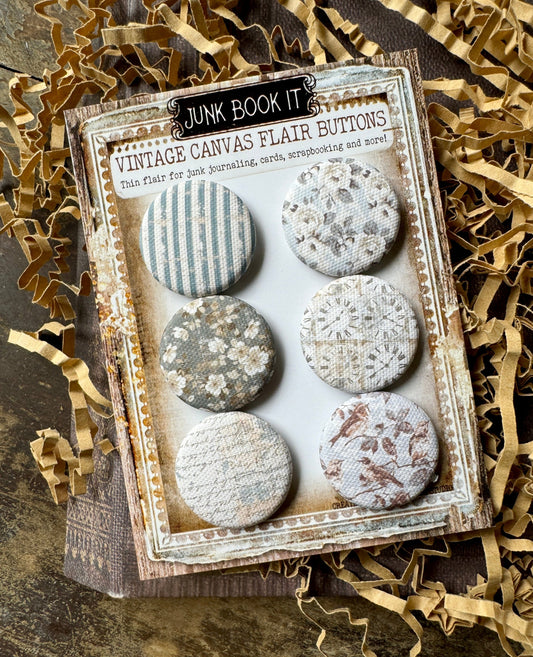 Vintage Morning Mist Canvas Flair Buttons