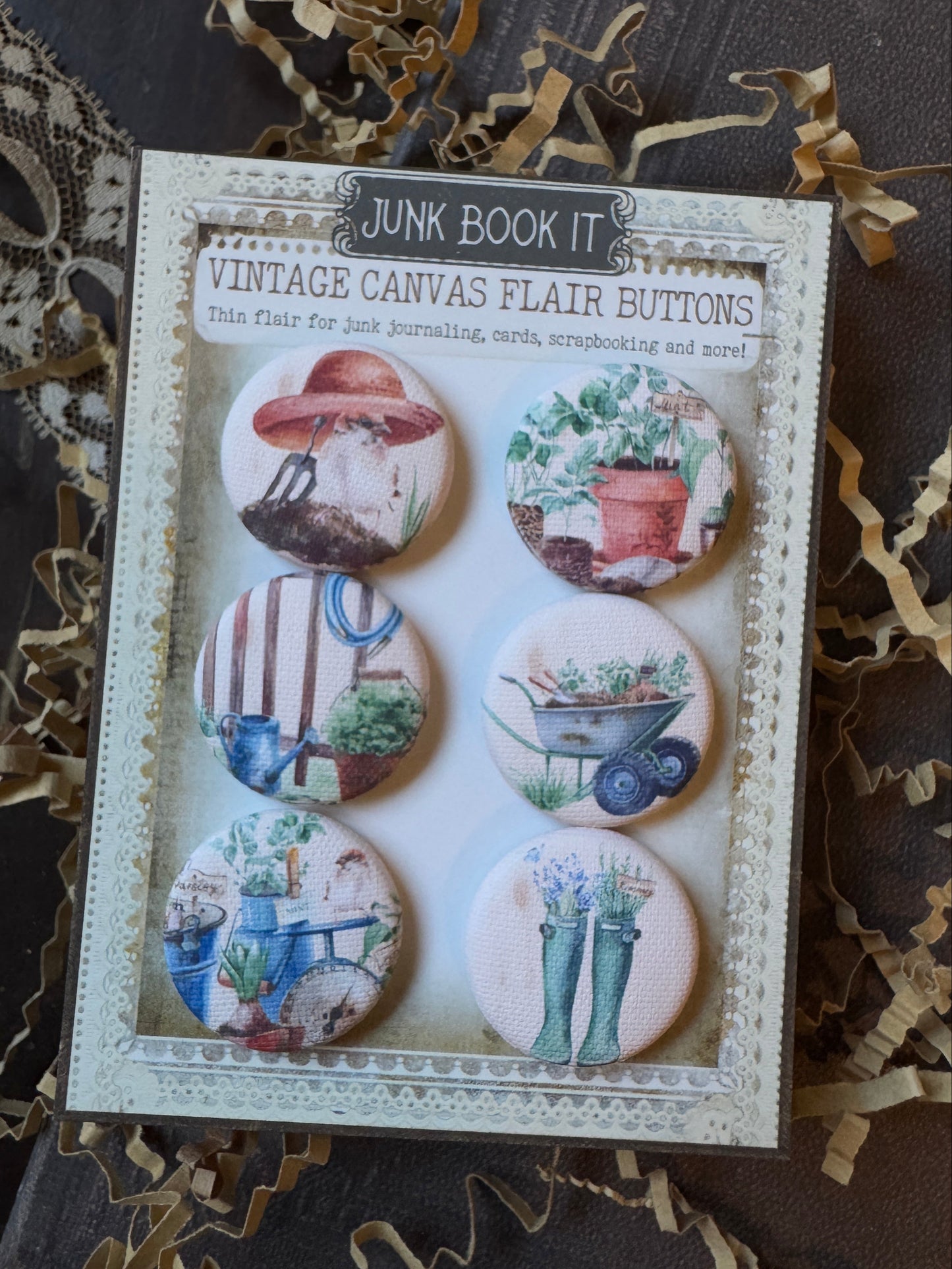 Vintage Garden Canvas Flair Buttons