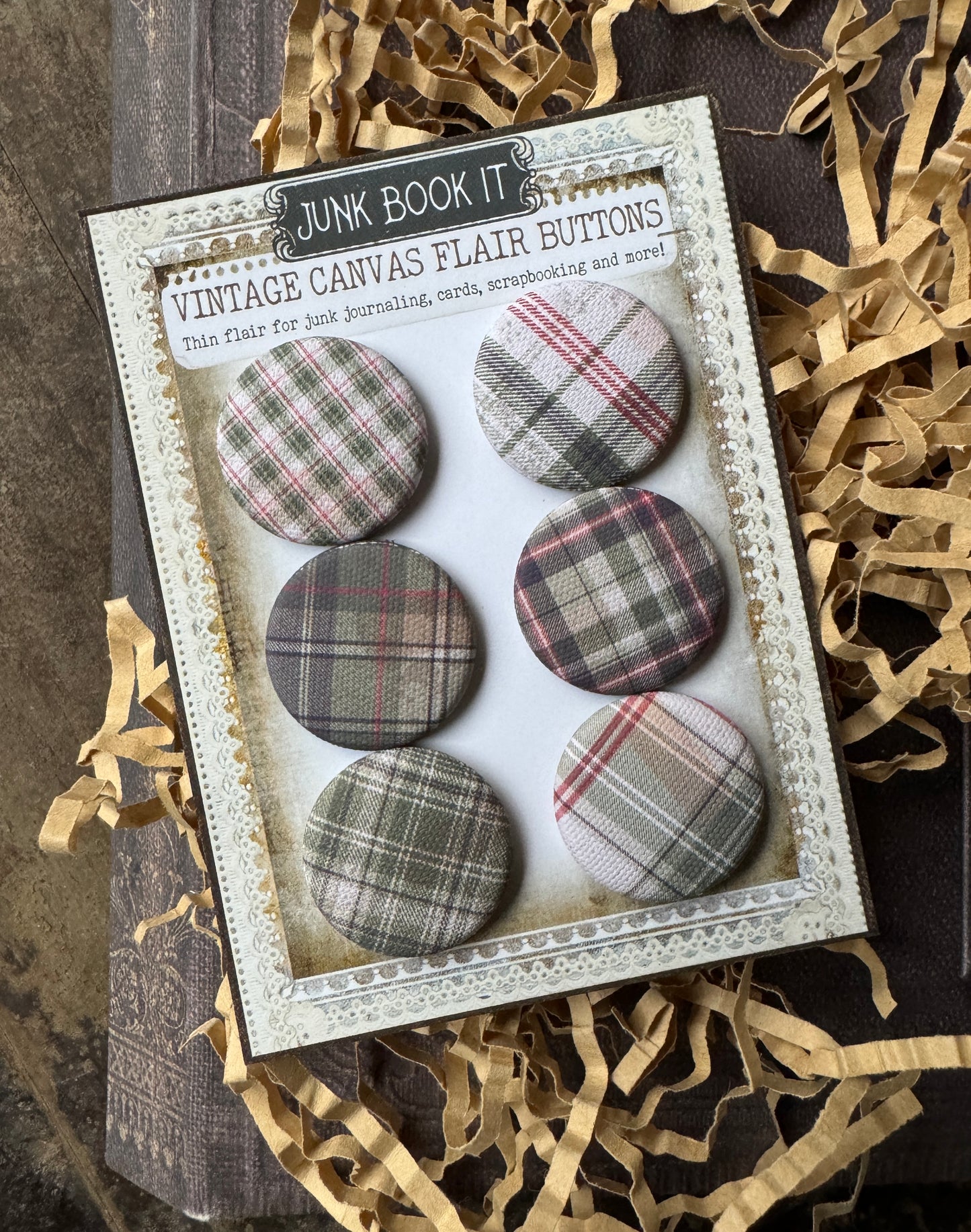 Vintage Christmas Flannel Flair Buttons