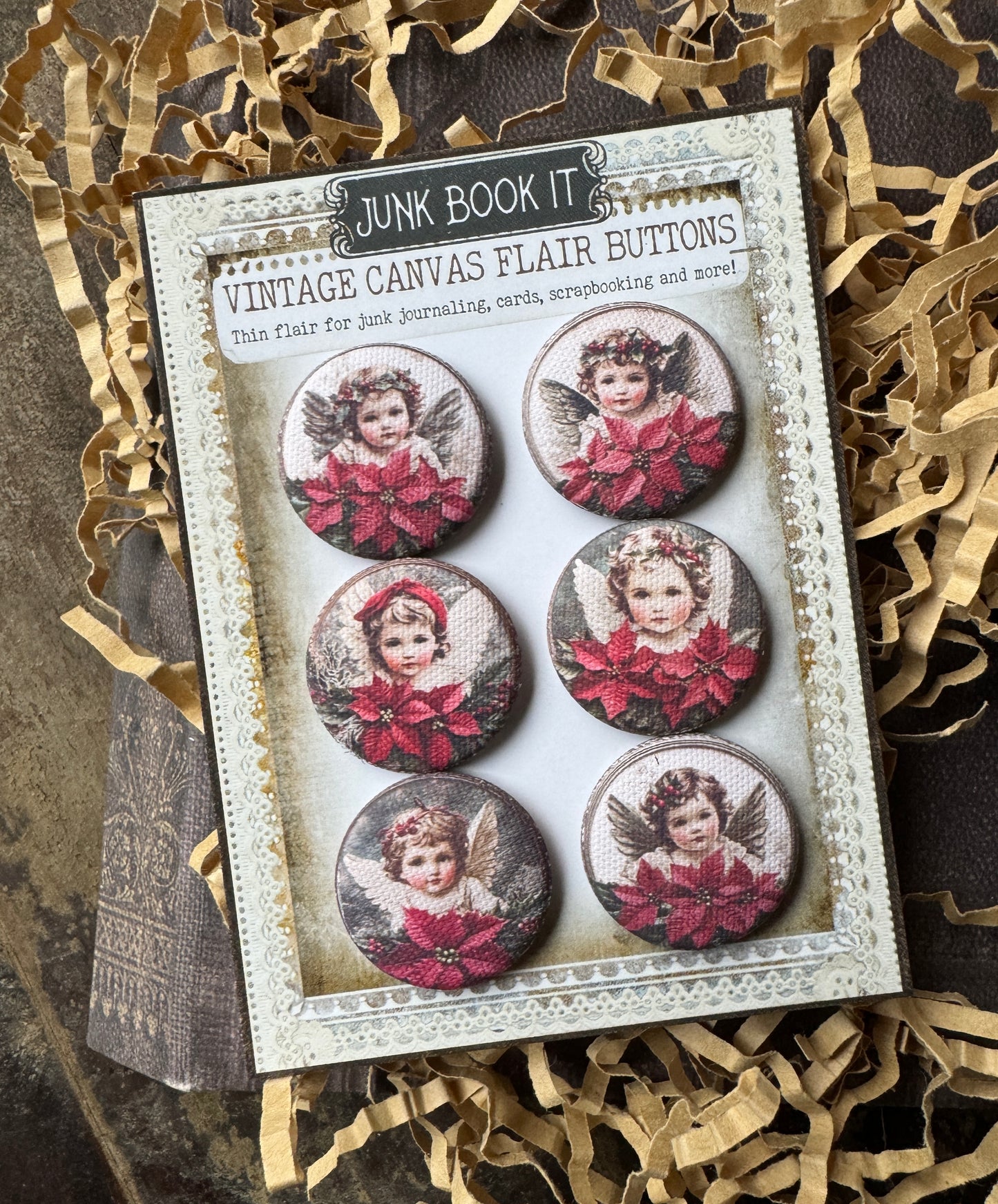 Vintage Christmas Cherub Flair Buttons