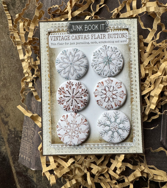 Vintage Painted Snowflakes Flair Buttons