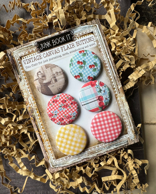 Vintage Summer Kitchen Canvas Flair Buttons