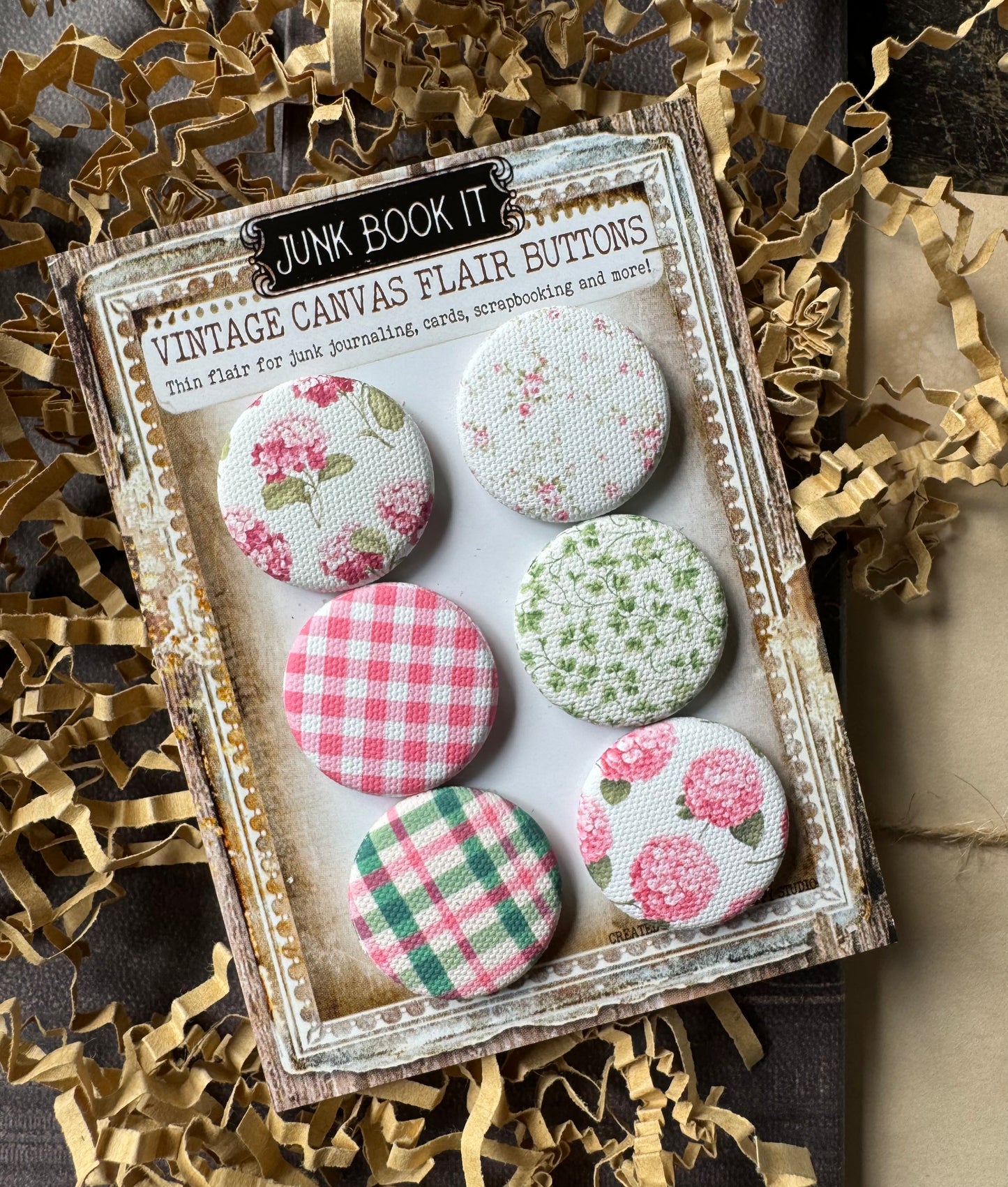 Vintage Pink Hydrangeas Canvas Flair Buttons