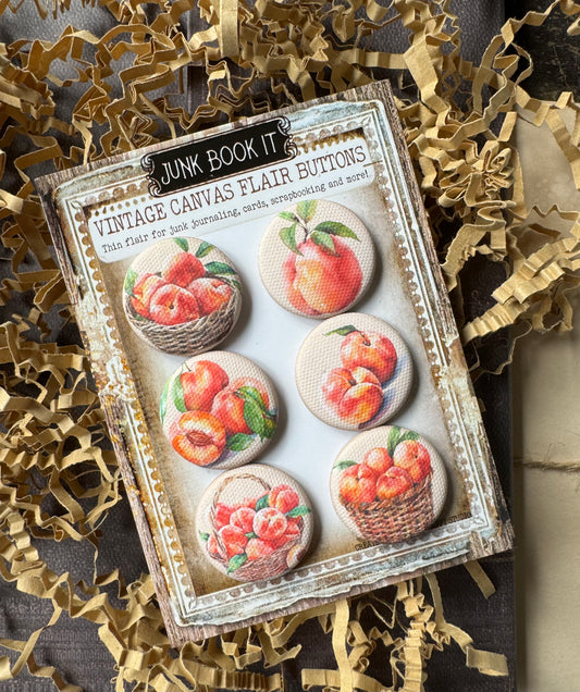 Vintage Peaches Canvas Flair Buttons