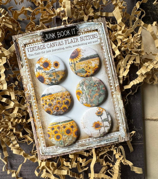 Vintage Sunflower Dreams Canvas Flair Buttons