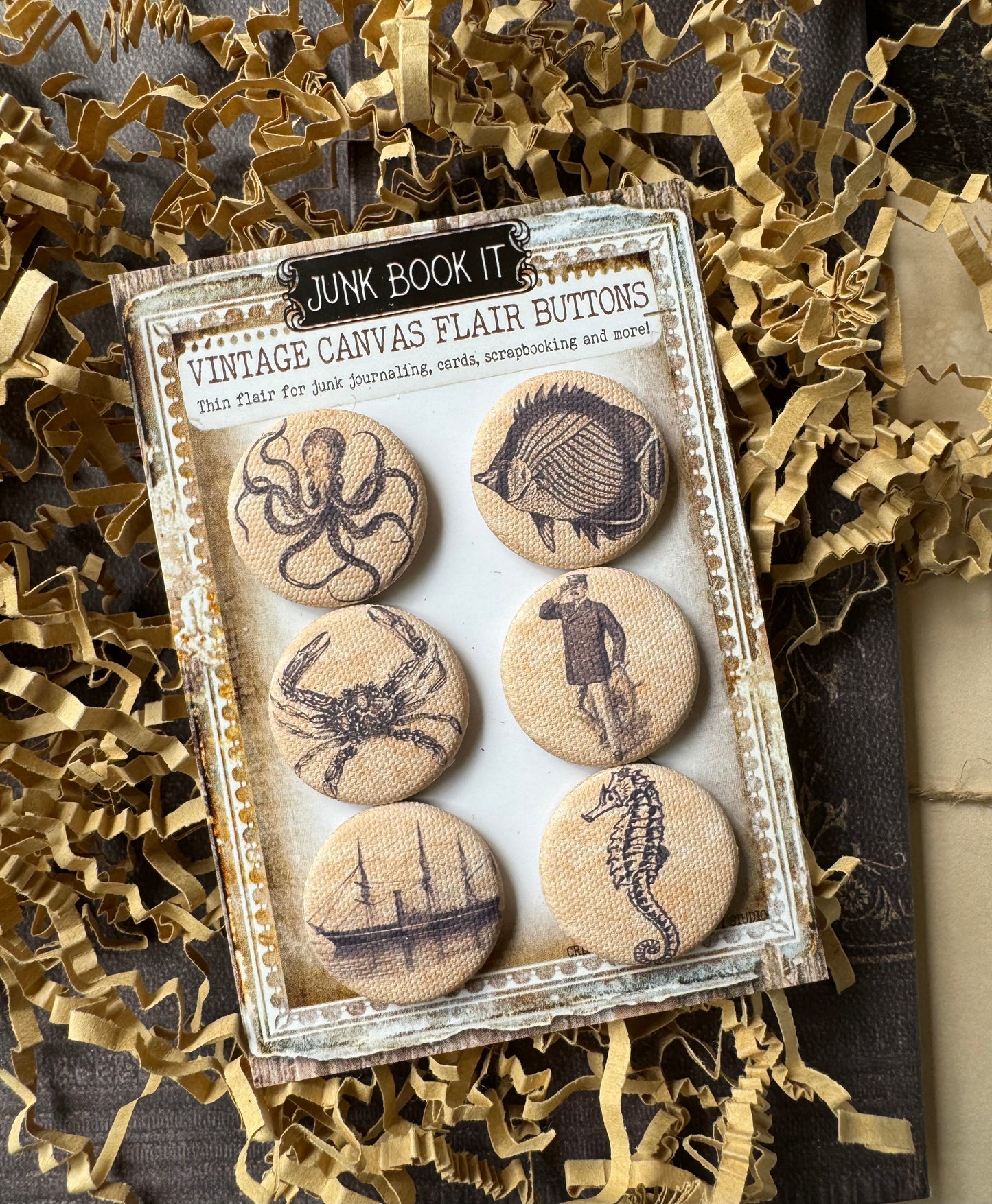 Vintage Coastal Days Canvas Flair Buttons