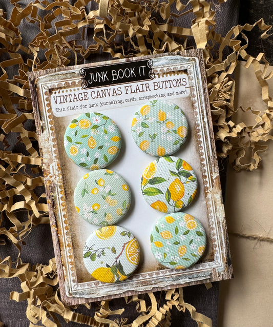 Vintage Lemon Summer Canvas Flair Buttons