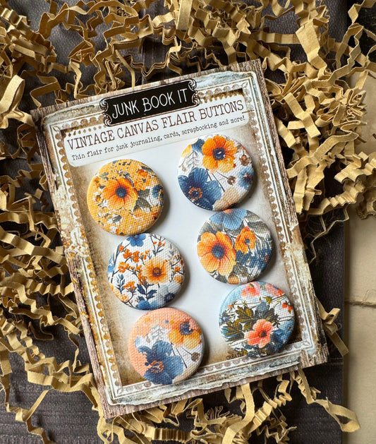 Vintage Pretty Florals Canvas Flair Buttons