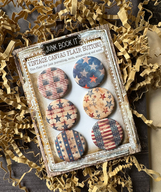 Vintage Independents Day Canvas Flair Buttons