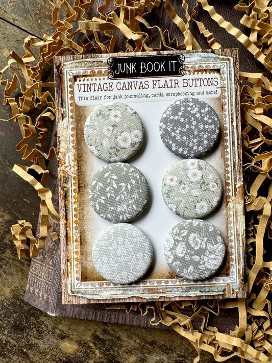 Sage Florals Canvas Flair Buttons