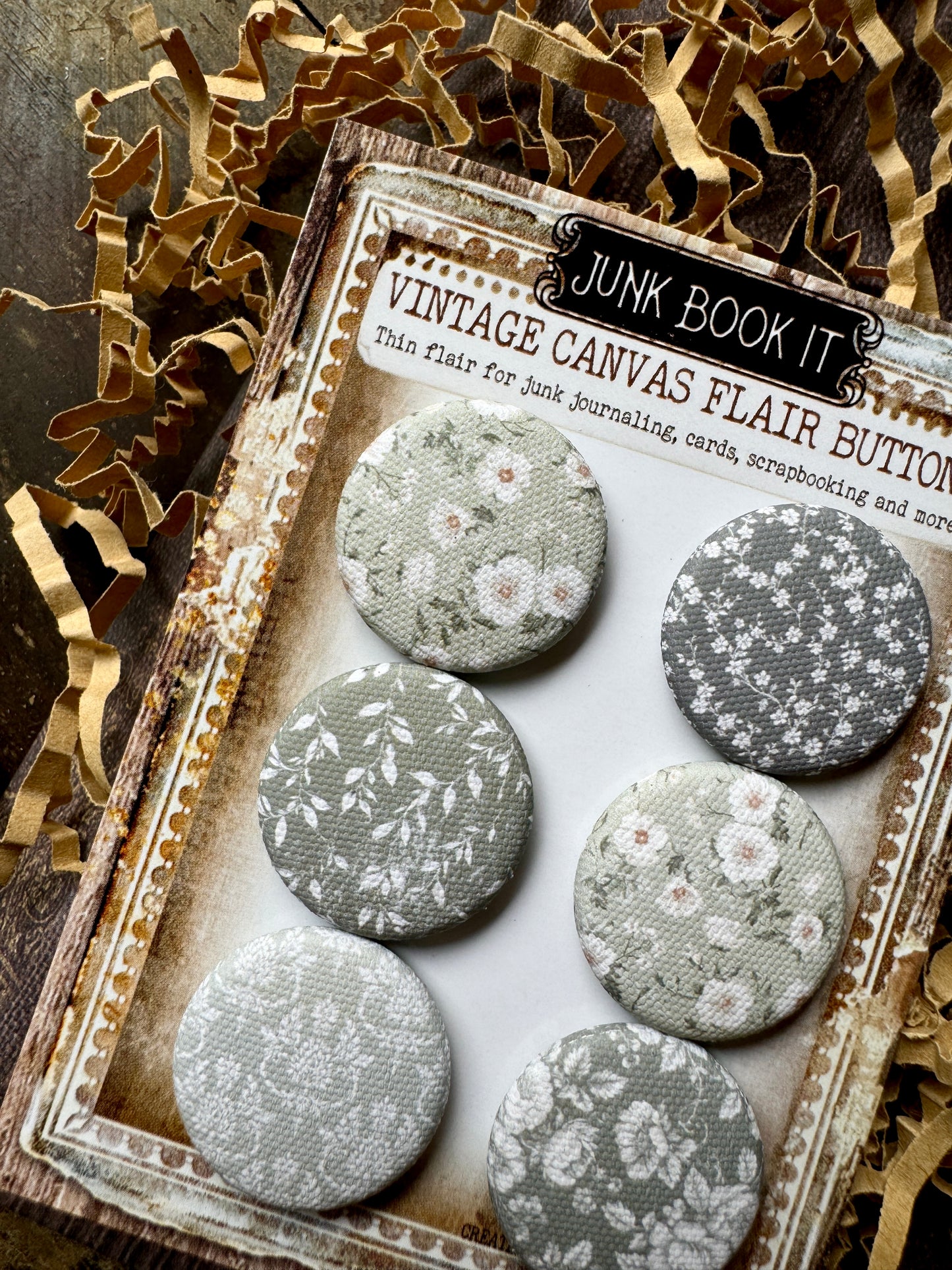 Sage Florals Canvas Flair Buttons