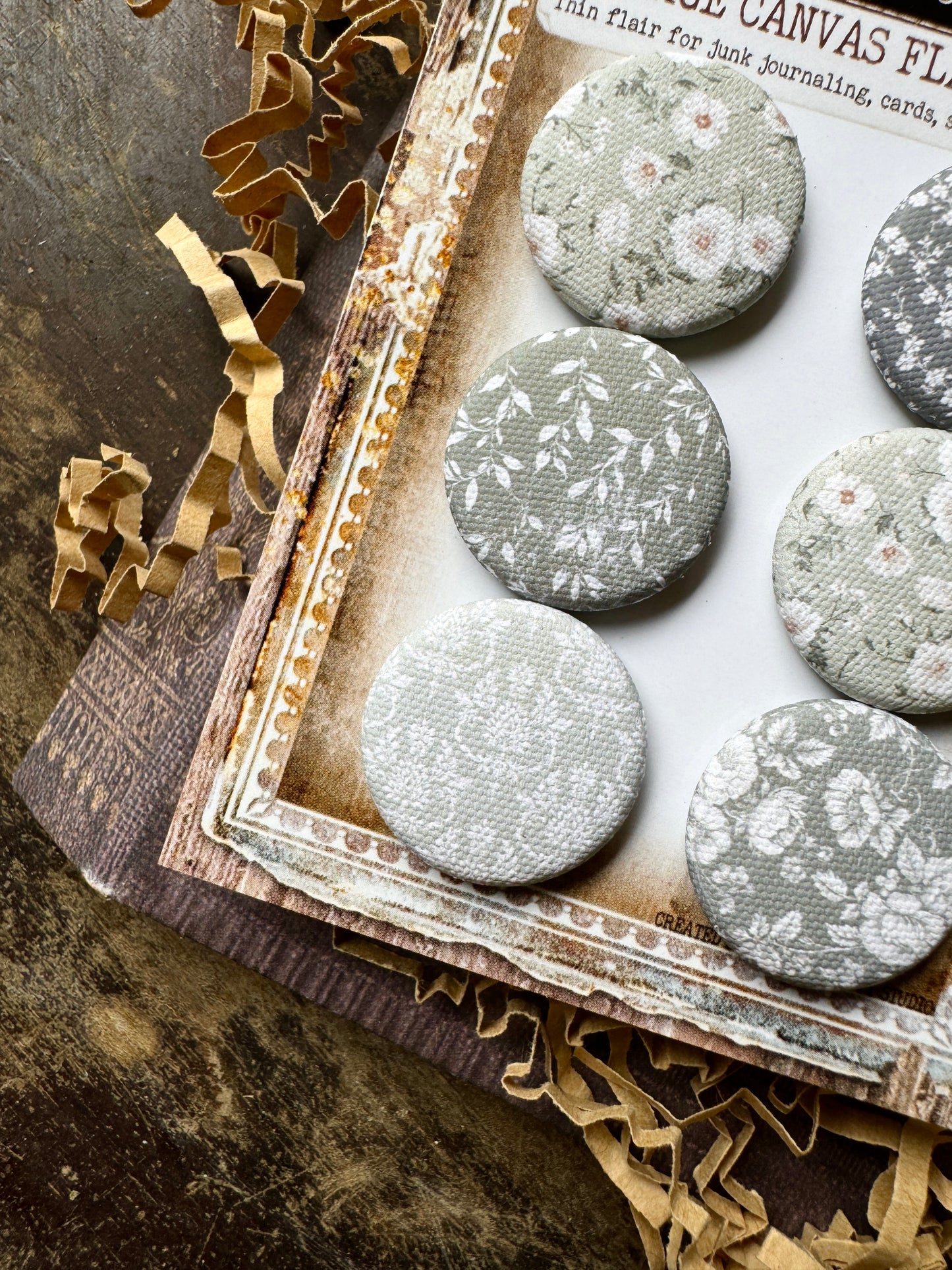 Sage Florals Canvas Flair Buttons