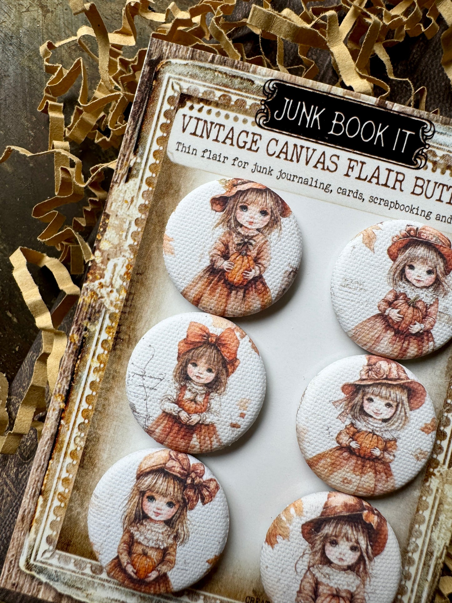 Pumpkin Girl Canvas Flair Buttons