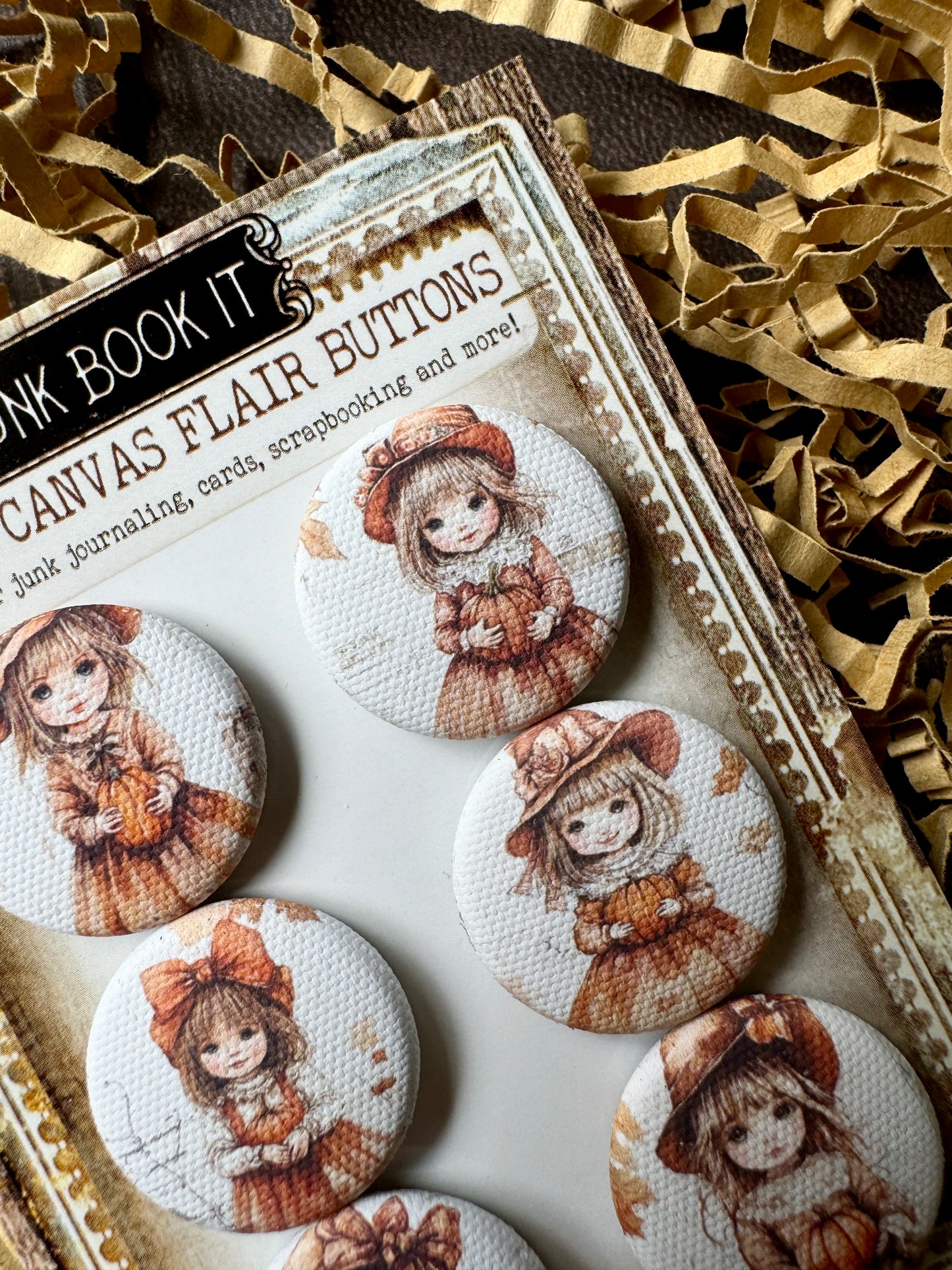 Pumpkin Girl Canvas Flair Buttons