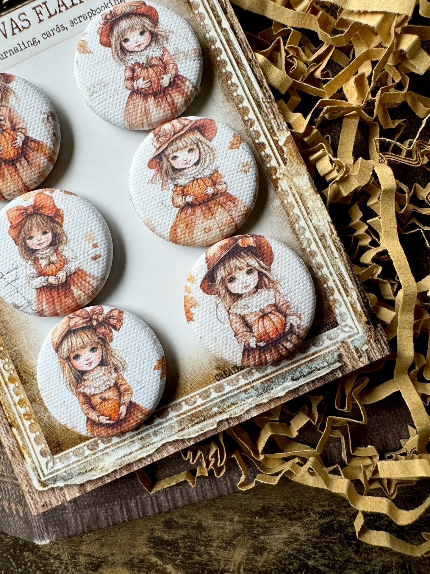 Pumpkin Girl Canvas Flair Buttons