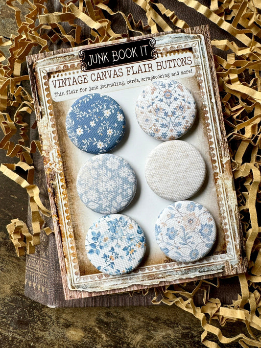 French Blues Canvas Flair Buttons