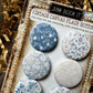 French Blues Canvas Flair Buttons