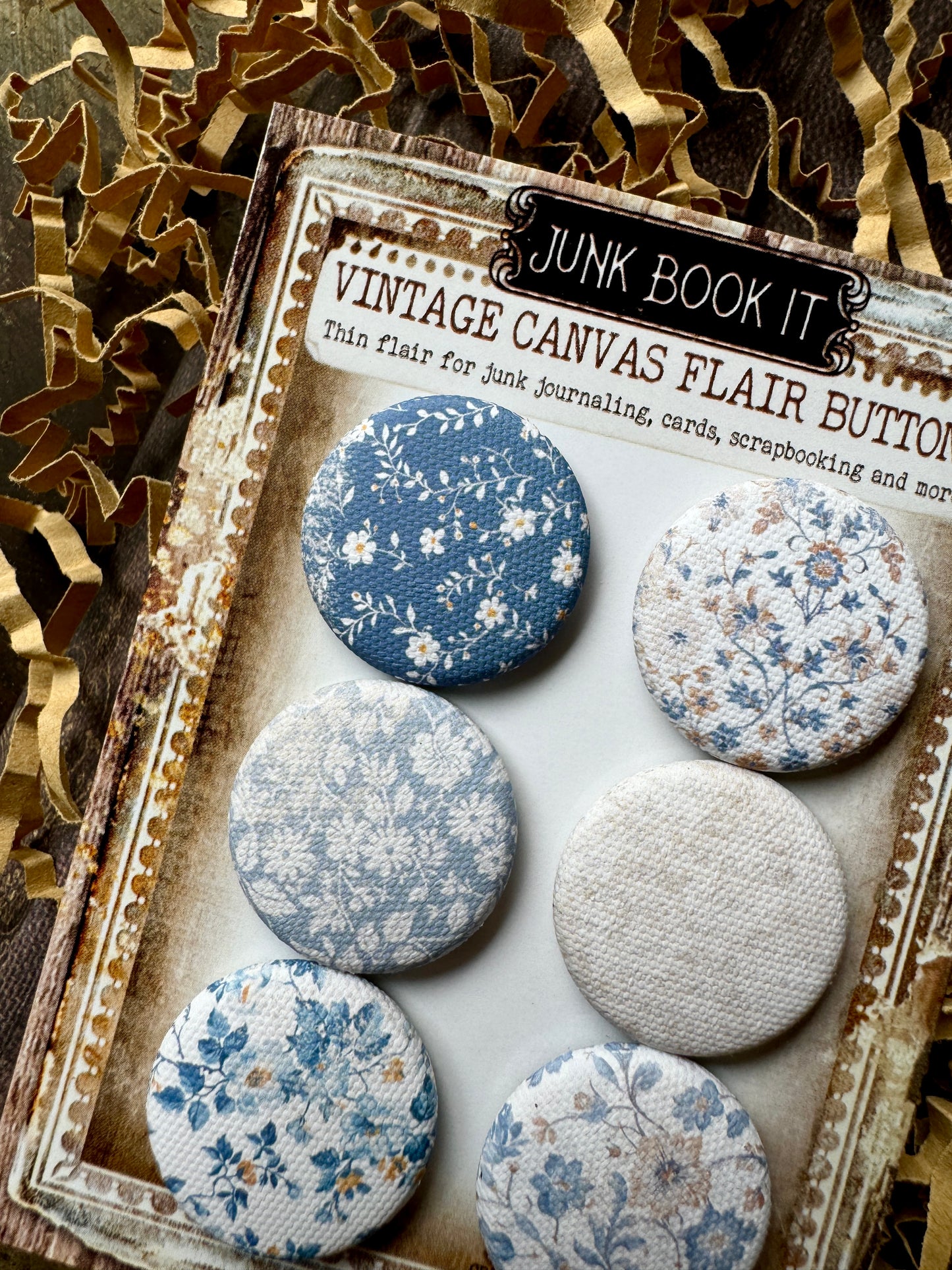 French Blues Canvas Flair Buttons