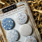 French Blues Canvas Flair Buttons