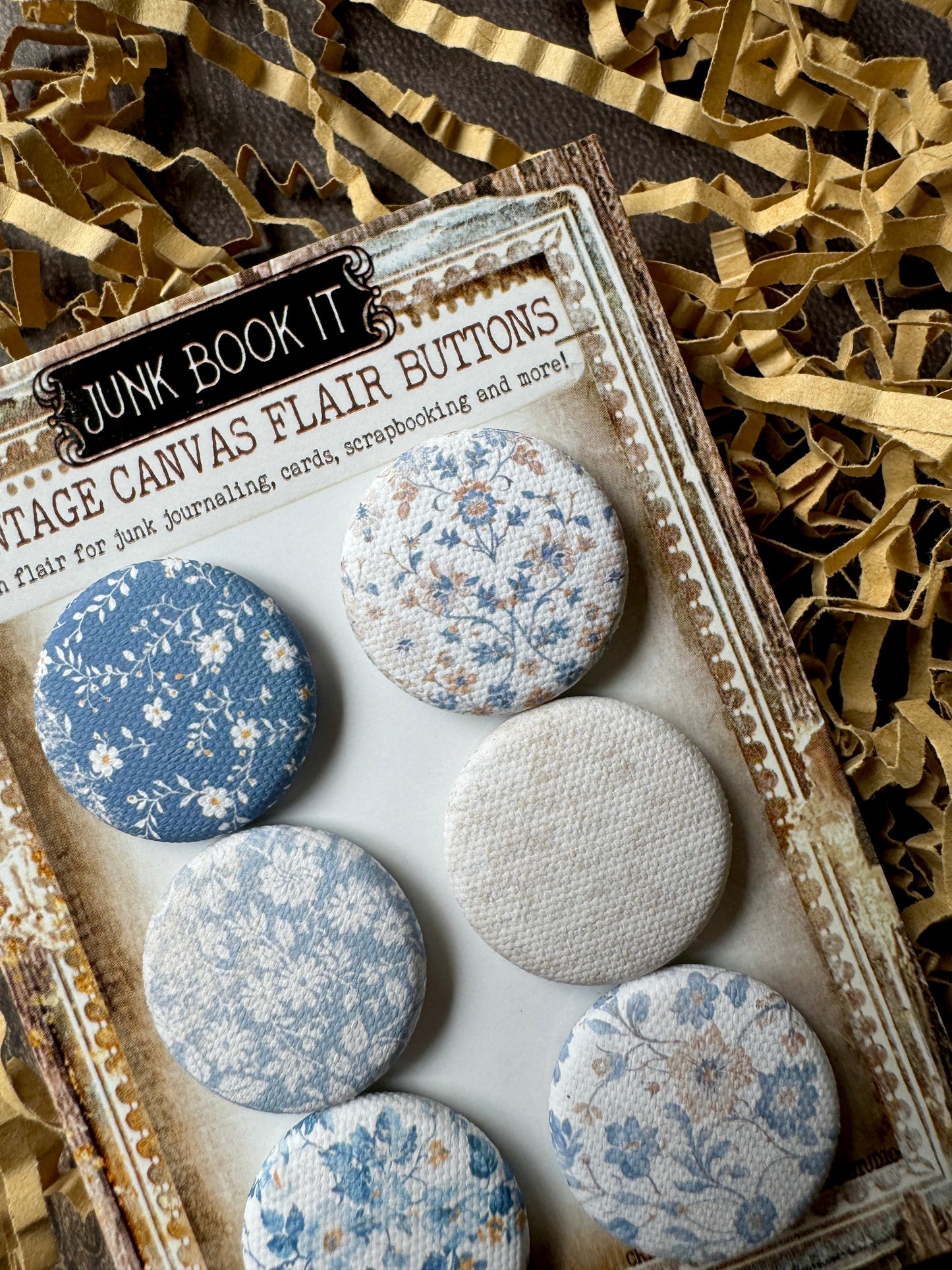 French Blues Canvas Flair Buttons