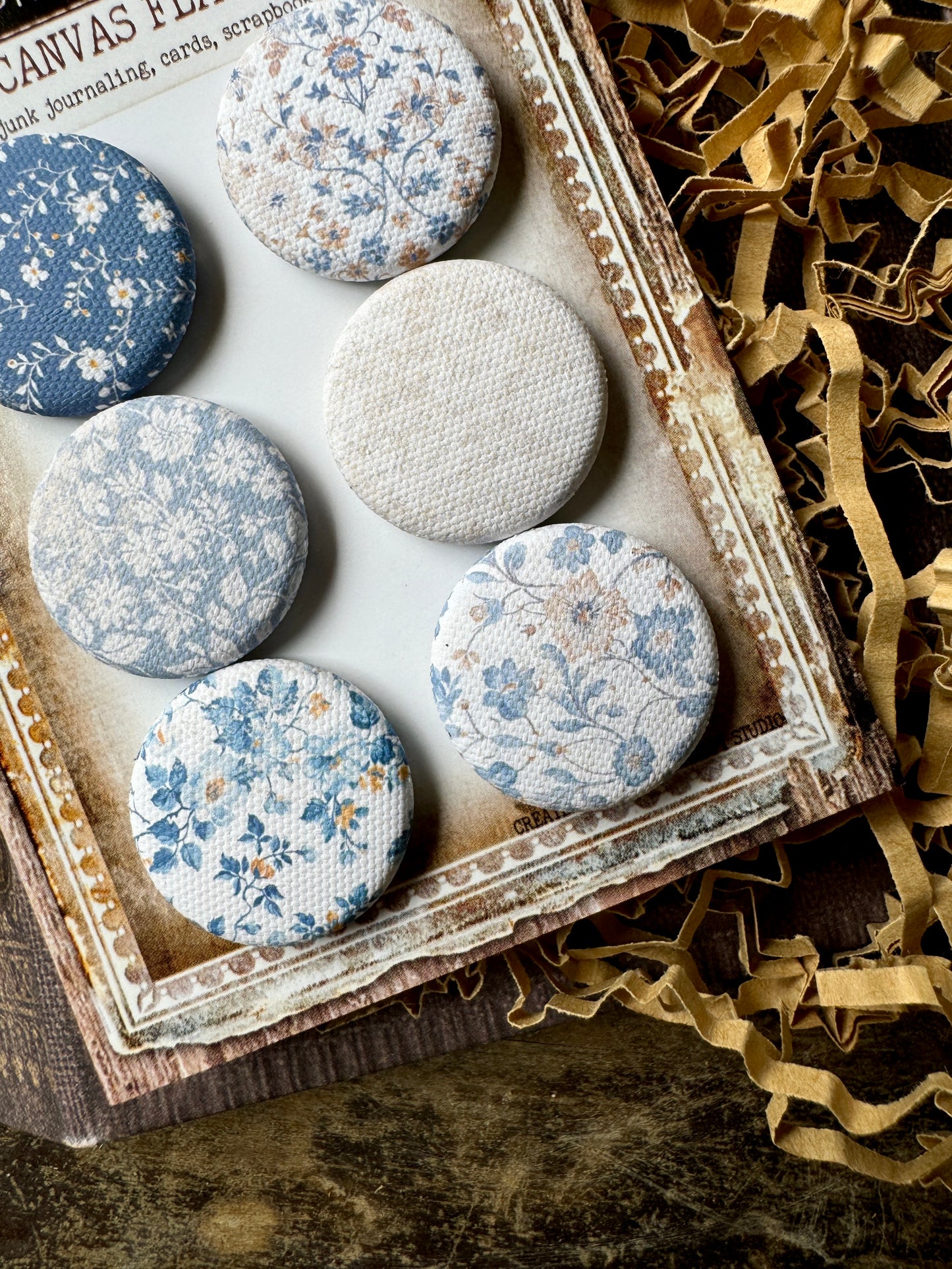 French Blues Canvas Flair Buttons